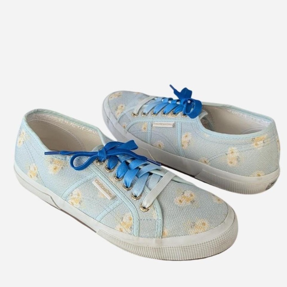 Superga x LoveShackFancy Floral Sneaker Baby Blue Daisy EU 41.5 / US 10 - Picture 7 of 9